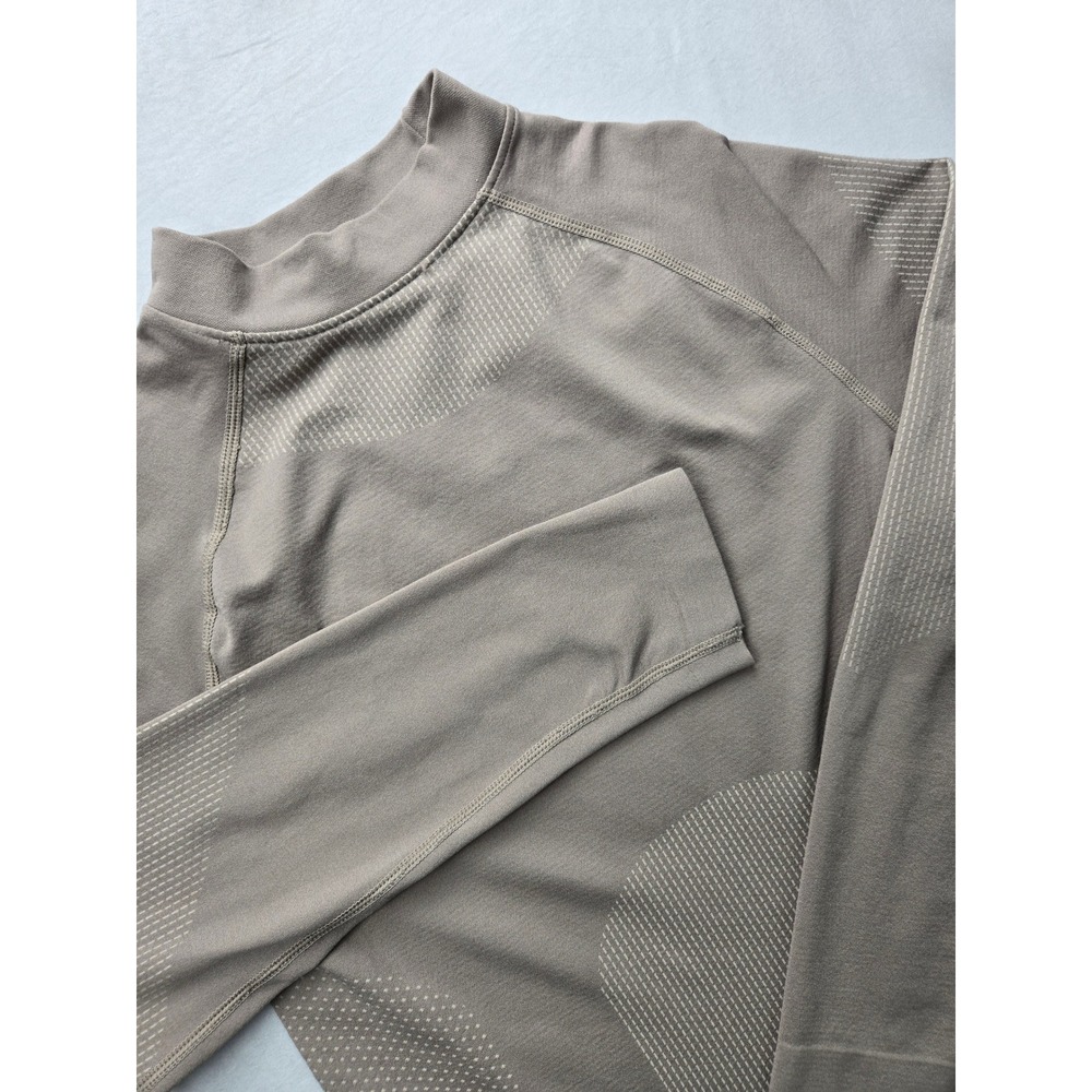 Crane Kids Long Sleeve Mock Neck Base‎ Layer Top Size 12 14 Tan Athletic